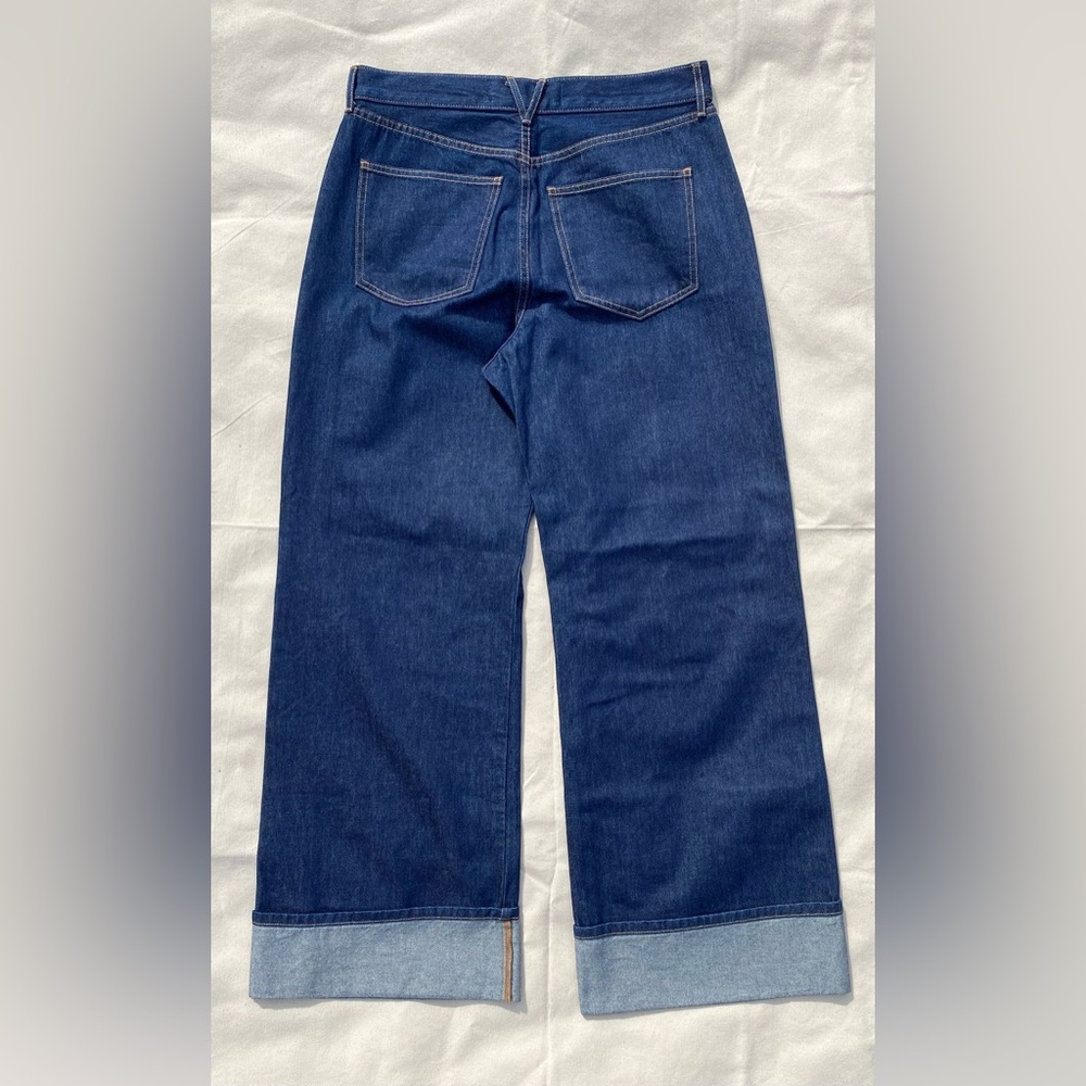 Veronica Beard Dark Blue Taylor Relaxed Fit Wide Leg Hi Rise Jeans EUC Casual - Picture 2 of 9